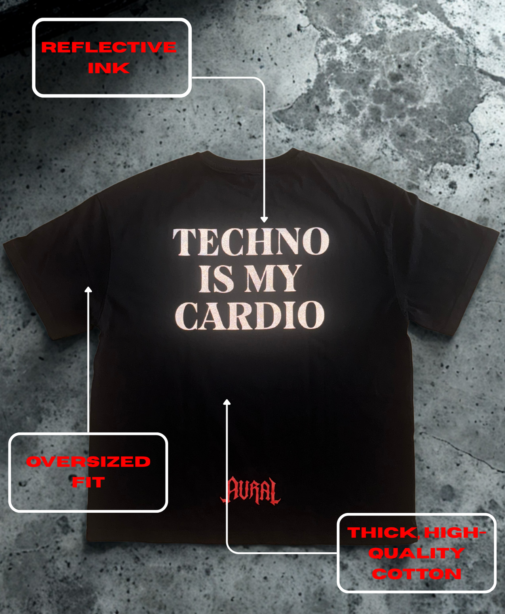 TECHNO IS MY CARDIO - BLACK REFLECTIVE
